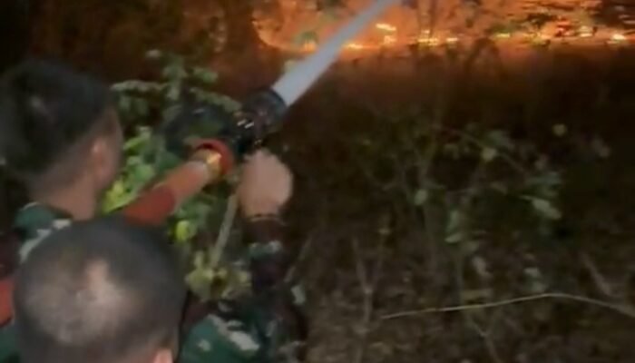 Yonif TP 870/Sangia Wambulu Gerak Cepat Padamkan Kebakaran Lahan di Buton Tengah