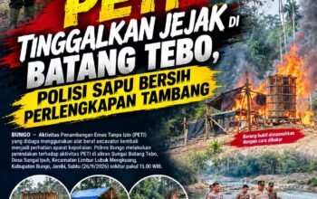 PETI Tinggalkan Jejak di Batang Tebo, Polisi Sapu Bersih Perlengkapan Tambang