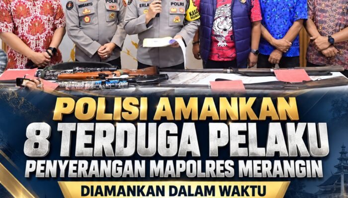 GERAK CEPAT POLDA JAMBI, 8 TERDUGA PELAKU PENYERANGAN DAN PENEMBAKAN MAKO POLRES MERANGIN DIAMANKAN