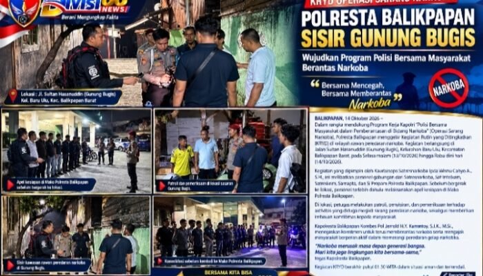 Perkuat Perang Melawan Narkoba, Polresta Balikpapan Sisir Kawasan Gunung Bugis melalui KRYD