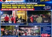 Samapta Polresta Balikpapan Atur Antrean BBM di SPBU KM 15,Jaga Kelancaran Lalu Lintas dan Ketertiban Warga