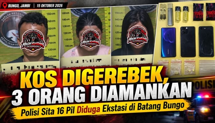 # Kos di Batang Bungo Digerebek, Tiga Orang Diamankan dengan 16 Pil Diduga Ekstasi
