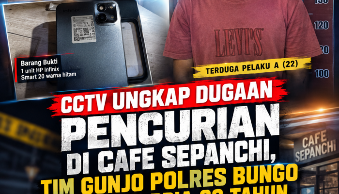 CCTV Ungkap Dugaan Pencurian di Cafe Sepanchi, Tim Gunjo Polres Bungo Amankan Pria 22 Tahun
